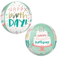 Happy Birthday Cake Orbz Foil Balloons