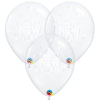 11" Diamond Clear New Year Sparkle & Dots Latex Balloons 25pk