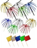 Multi Coloured Foil Picks Straws And Flags x36