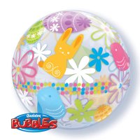 22" Spring Time Bunnies & Flowers Single Bubble Balloons