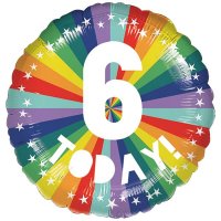 18" 6th Birthday Bright Rainbow Foil Balloons