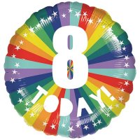 18" 8th Birthday Bright Rainbow Foil Balloons