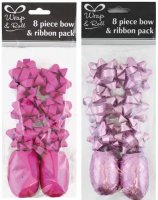 Pink Ribbon And Bow Pack 8pc