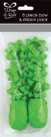 Neon Green Ribbon And Bow Pack 8pc