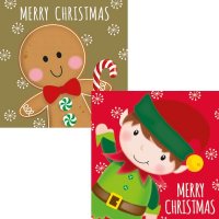 Elf & Gingerbread Man Christmas Cards 20pk