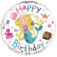 18" Happy Birthday Mermaid Foil Balloons