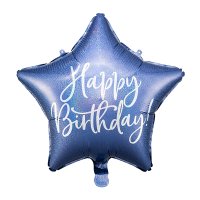 19" Navy Blue Happy Birthday Star Foil Balloons