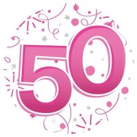 Age 50 Pink Giant Party Badge