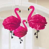 Deluxe Flamingo Fluffy Decorations 3pk