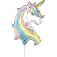 14" Macaron Unicorn Head Air Fill Foil Balloons
