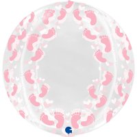 19" Transparent Pink Footprint 4D Globes Balloons