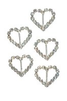 Silver Diamante Mini Heart Shape Buckle x5