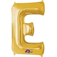 16" E Letter Gold Air Filled Balloons
