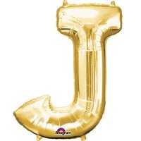 16" J Letter Gold Air Filled Balloons