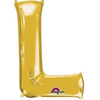 16" L Letter Gold Air Filled Balloons
