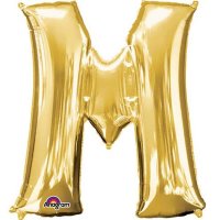 16" M Letter Gold Air Filled Balloons