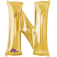 16" N Letter Gold Air Filled Balloons