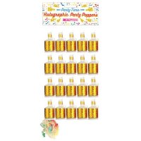 Gold Holographic Party Poppers 20pk