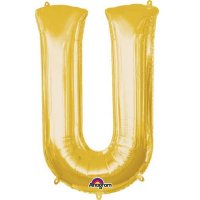 16" U Letter Gold Air Filled Balloons