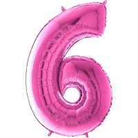 26" Grabo Fuchsia Pink Number 6 Shape Balloons