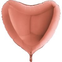36" Grabo Rose Gold Heart Shaped Foil Balloons