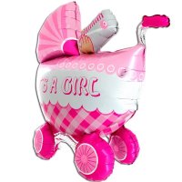 3D Its A Girl Buggy Shape Balloons