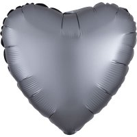 18" Satin Luxe Graphite Heart Foil Balloons