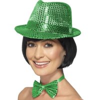 Green Sequin Trilby Hats