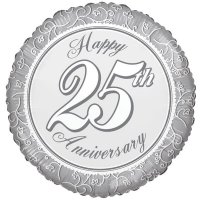 18" Happy 25th Wedding Anniversary Foil Balloons