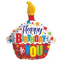 18" Happy Birthday To You Cupcake Foil Balloons