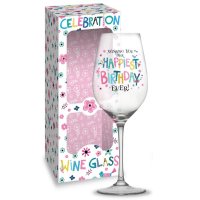 Happiest Birthday Wine Glass