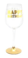 Gold Celebration Happy Birthday Wine Glass
