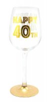 Gold Celebration 40th Wine Glass