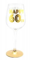 Gold Celebration 60th Wine Glass