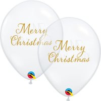 (image for) 11" Diamond Clear Simply Merry Christmas Latex Balloons 25pk
