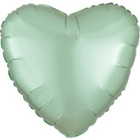 18" Silk Lustre Mint Green Heart Foil Balloons