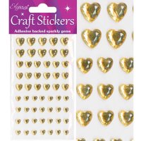 Gold Diamante Hearts Stickers