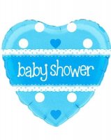18" Baby Shower Heart Blue Holographic Foil Balloons