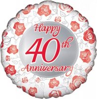 18" Happy 40th Ruby Anniversary Foil Balloons