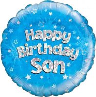 18" Happy Birthday Son Holographic Foil Balloons