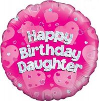 18" Happy Birthday Daughter Holographic Foil Balloons