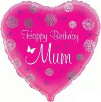 18" Happy Birthday Mum Foil Balloons