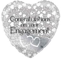 18" Entwined Hearts Engagement Heart Foil Balloons