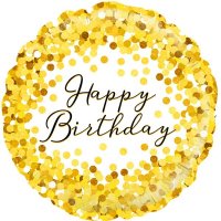 18" Happy Birthday Gold Sparkle Foil Balloons