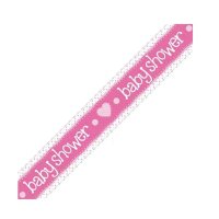 Baby Shower Pink Holographic Dots Banner