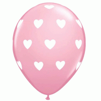 11" Pink Big Hearts Latex Balloons 6pk