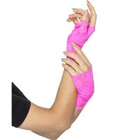 Pink Fingerless Lace Gloves