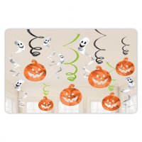 Pumpkins & Ghosts Swirls Hanging Decorations 12pk