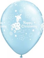 11" Soft Giraffe Blue Christening Latex Balloons 50pk