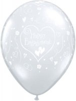 11" Engagement Hearts Diamond Clear 50pk